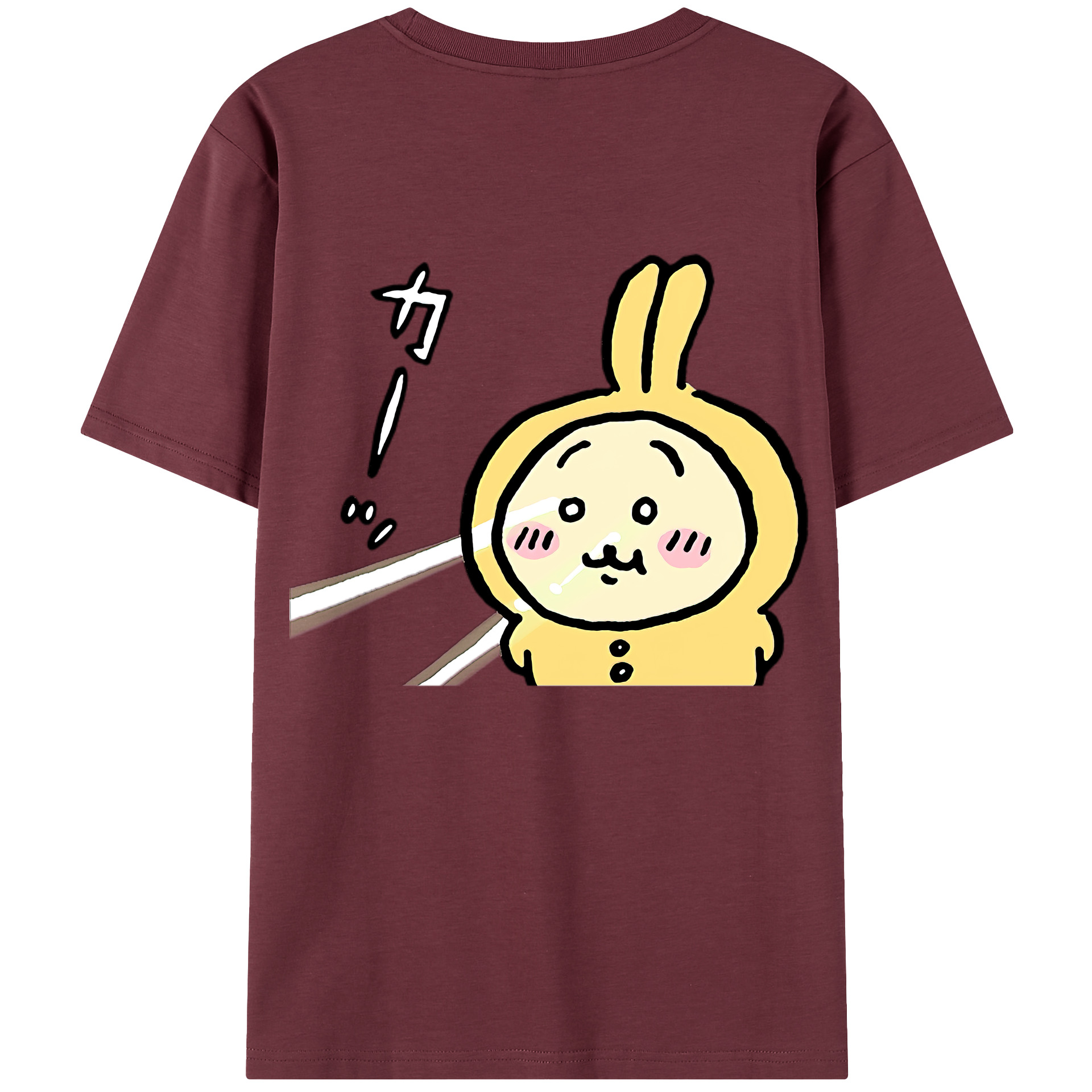 （画像用） ちいかわ うさぎ Chii-kawa usagi 綿100％半袖Tシャツ（背面プリント）